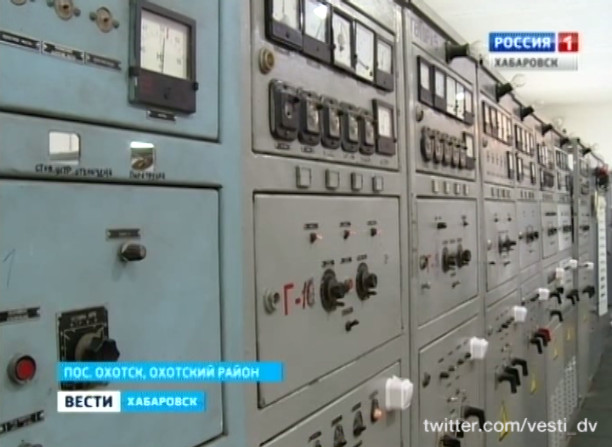 Электростанция после пожара в Охотске