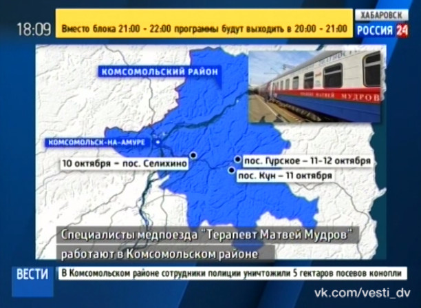 Медпоезд «Терапевт Матвей Мудров» в Комсомольском районе
