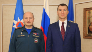 Михаил Дегтярёв провёл в столице рабочую встречу с главой МЧС России Александром Куренковым