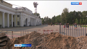 В парковой зоне стадиона Ленина начался ремонт теплосетей, пешеходный фонтан уйдёт на диагностику