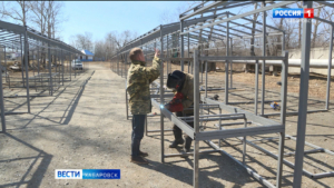 Новые торговые ряды монтируют для муниципальной ярмарки возле остановки «Химфармзавод»