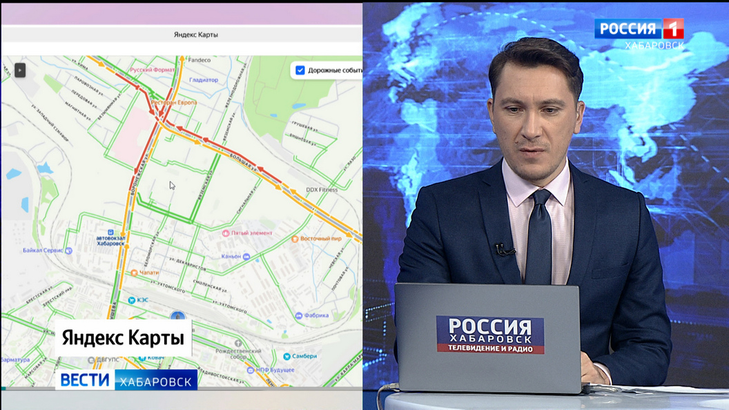 Снежное утро понедельника Хабаровск встретил десятибалльными «пробками» на дорогах