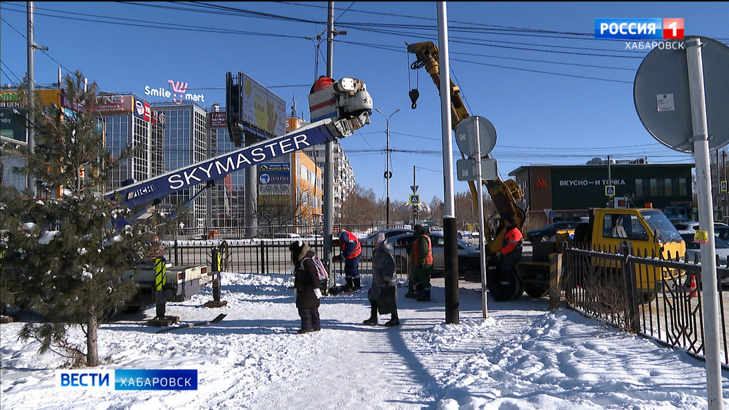Новые светофоры устанавливают в Хабаровске сразу на нескольких перекрёстках