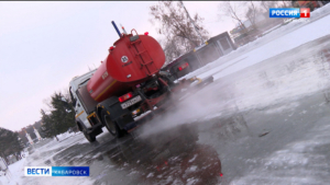 Смотрите в 21:10. В Хабаровске начали заливку катка на набережной стадиона имени Ленина