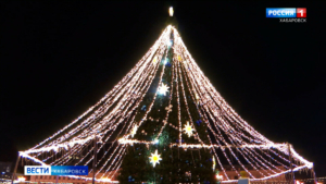 На главной новогодней ёлке Хабаровского края зажгли праздничные огни