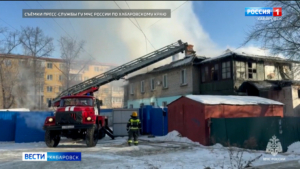 Двухэтажный жилой дом сгорел в переулке Бурейский в Хабаровске, погибла женщина