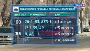 С 1 февраля в Хабаровске подорожает проезд сразу на девяти автобусных маршрутах