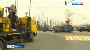 Хабаровские дорожники готовят перекрёсток Краснореченская – Выставочная к полноценному открытию