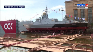 Малый ракетный корабль «Шторм» торжественно спустили на воду к 90-летию Амурского судостроительного
